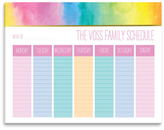 Pastel Watercolor Weekly Schedule Pad